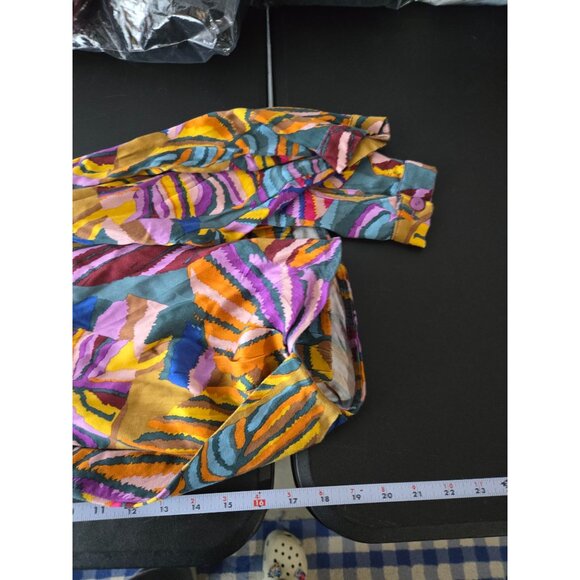 Haute Hippie Multicolor Abstract Print Long Sleeve Blouse Size Medium Retro Art - Picture 8 of 12